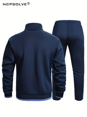 Men's Striped Sports Suit with Jacket & Stretch Pants