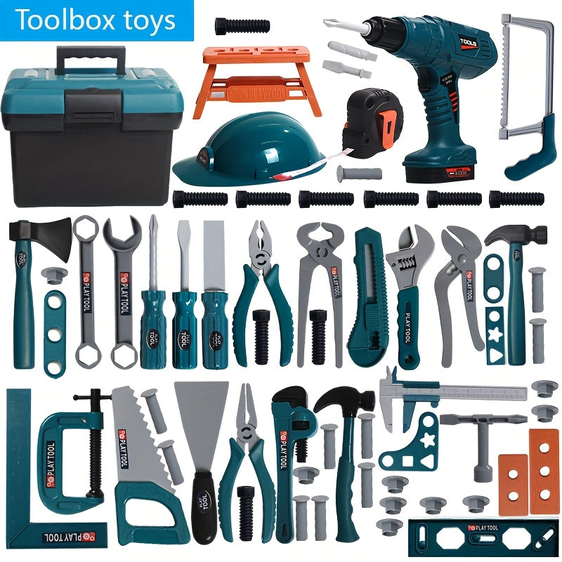 Kids' Simulation Tool Set with Toy Drill Bit and Storage Box