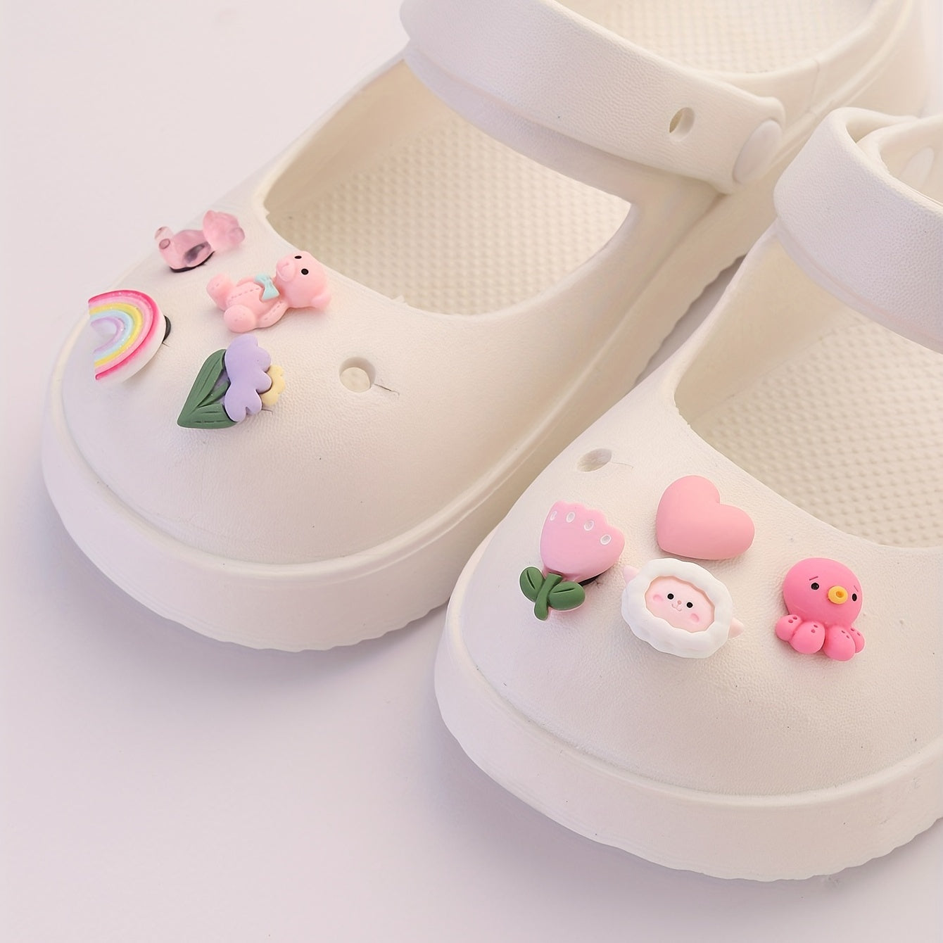 8 Pcs Pink Bunny Shoe Charms Clogs Accessories
