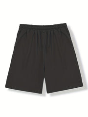 Men's Solid Color Comfy Shorts with Elastic Waist