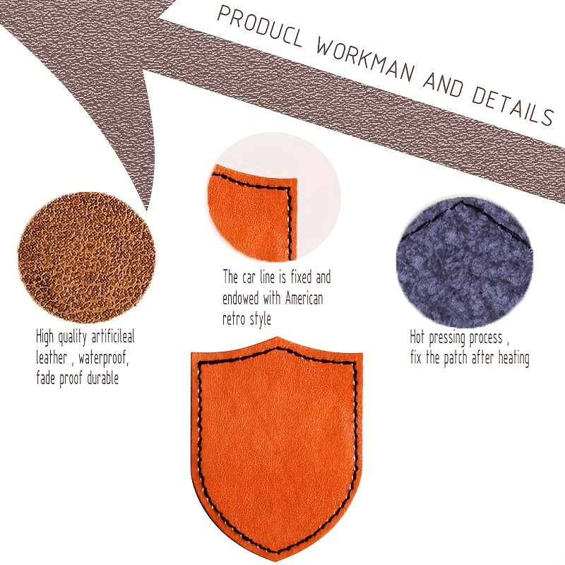 5pcs Khaki Laserable Faux Leather Shield Blank Patches For Men