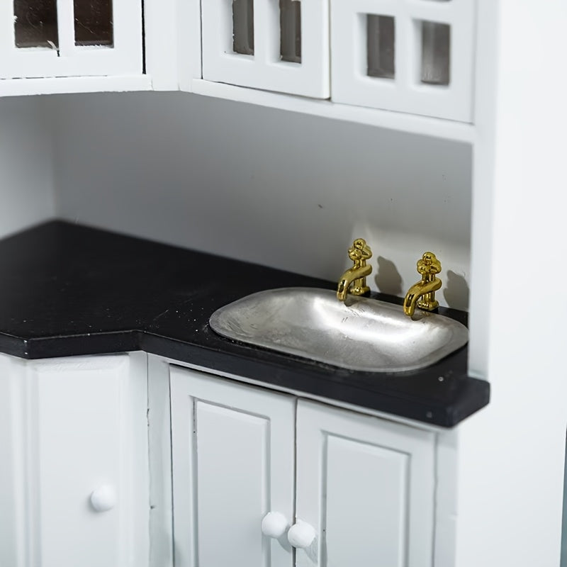 1:12 Dollhouse Kitchen Cabinet and Sink Counter Figurine Gift