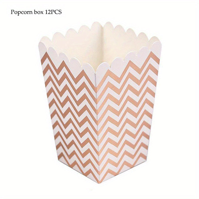 12pcs Festive Rose Popcorn Boxes - Stylish Candy and Snack Containers