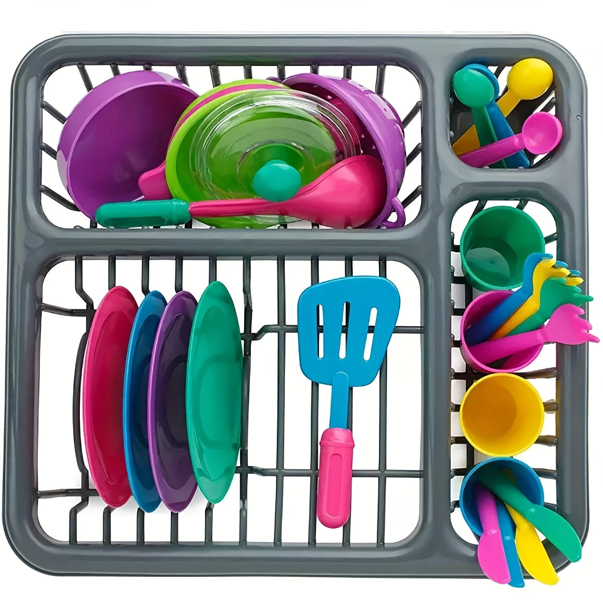 28pcs Mini Kitchen Playset Pretend Cooking Utensils and Dishes Educational Toys