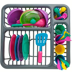 28pcs Mini Kitchen Playset Pretend Cooking Utensils and Dishes Educational Toys