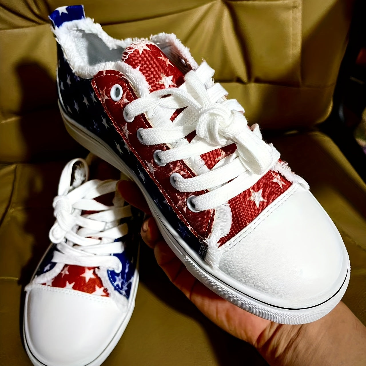 Women's Star Pattern Canvas Shoes Casual Lace Up Low Top Lightweight Shoes