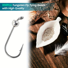 100pcs High Tungsten Fly Tying Beads Silvery Fishing Tackle