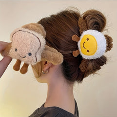 Egg Plush Doll Hair Claw Ponytail Holder