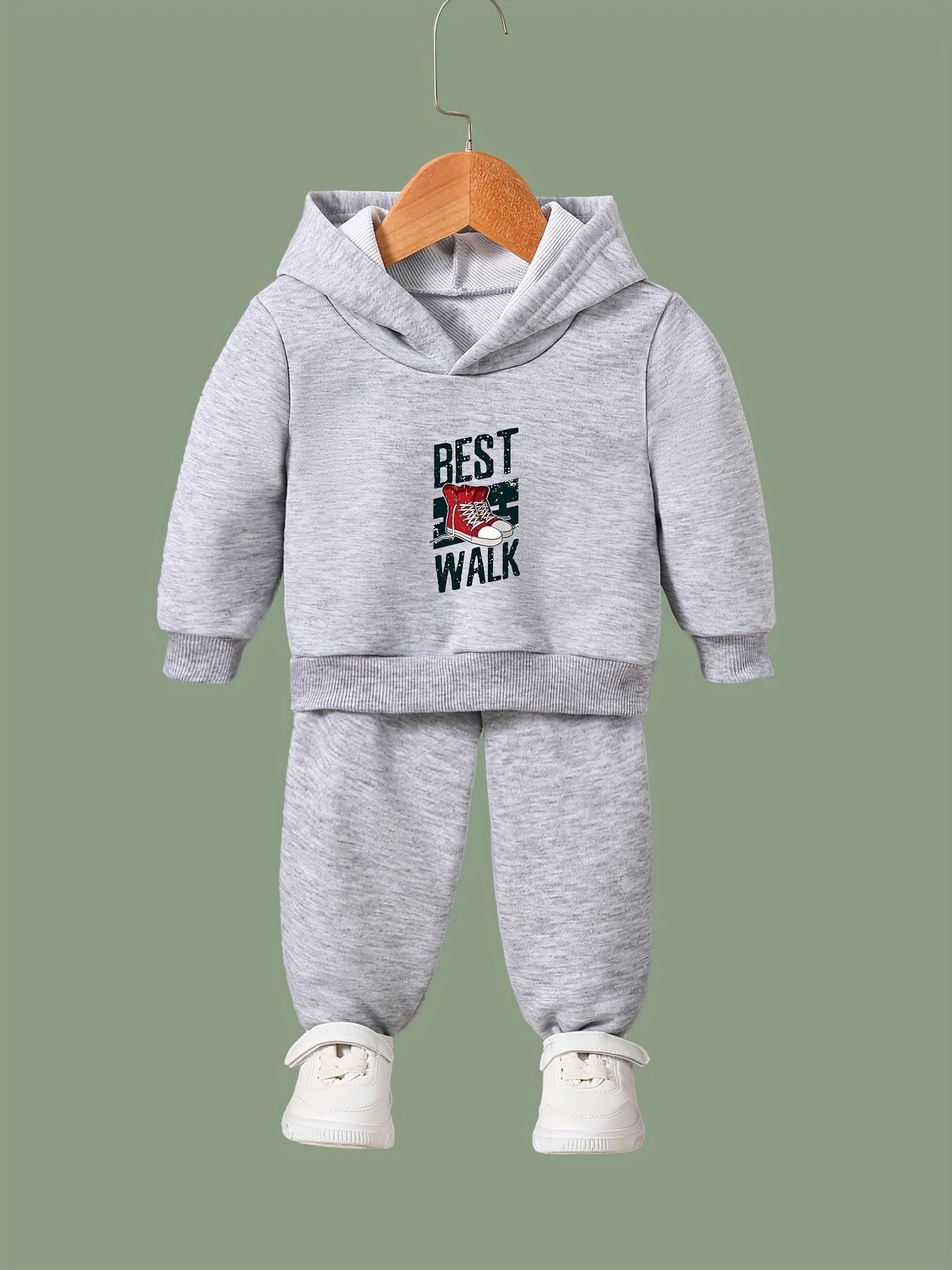 Girls 2pcs Shoes Print Hoodies Jogger Pants Set Sports
