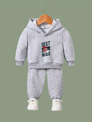 Girls 2pcs Shoes Print Hoodies Jogger Pants Set Sports