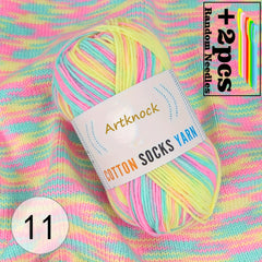 50g Multicolor Yarn + 2 Needles, Cotton Yarn for Knitting Crocheting