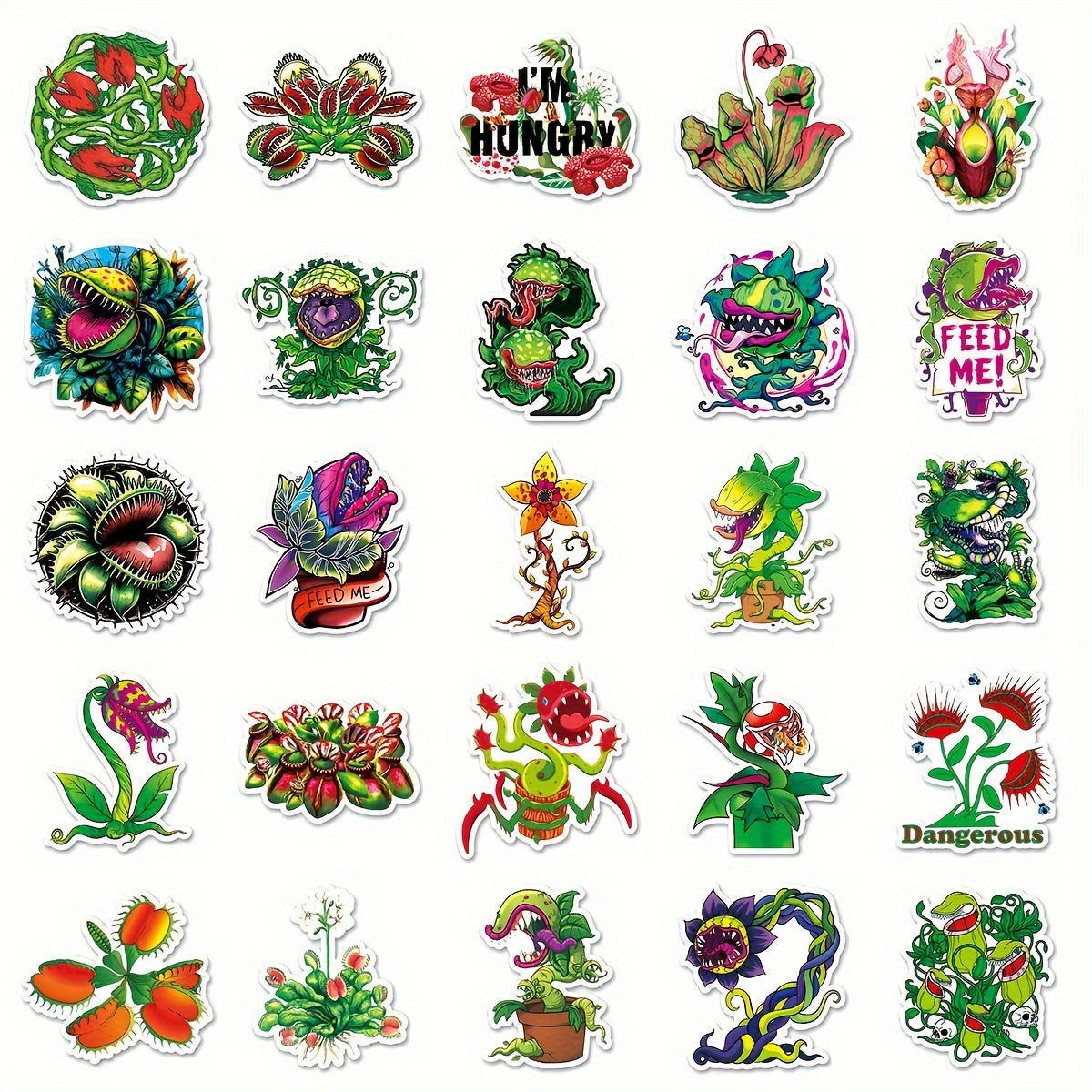 50pcs Green Graffiti Stickers For Insect Plants Journals Mobiles Skateboards