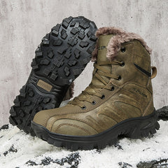 Men's Outdoor Snow Boots Leather Warm Winter Hiking Boots