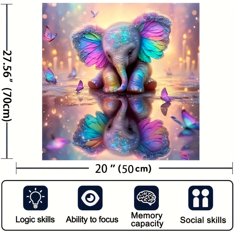 Vibrant Rainbow Jigsaw Puzzle 1000pcs Colorful Elephant & Butterflies