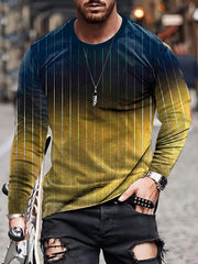 Gradient Men's Stripe Long Sleeve Novelty T shirt for Autumn