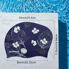 JONHASOO Flower Print Silicone Swim Cap Protects Hair