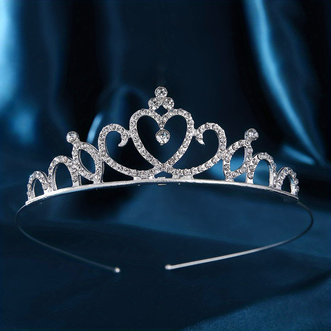 Silver Rhinestone Hair Band Queen Style Headpiece Crown Tiara