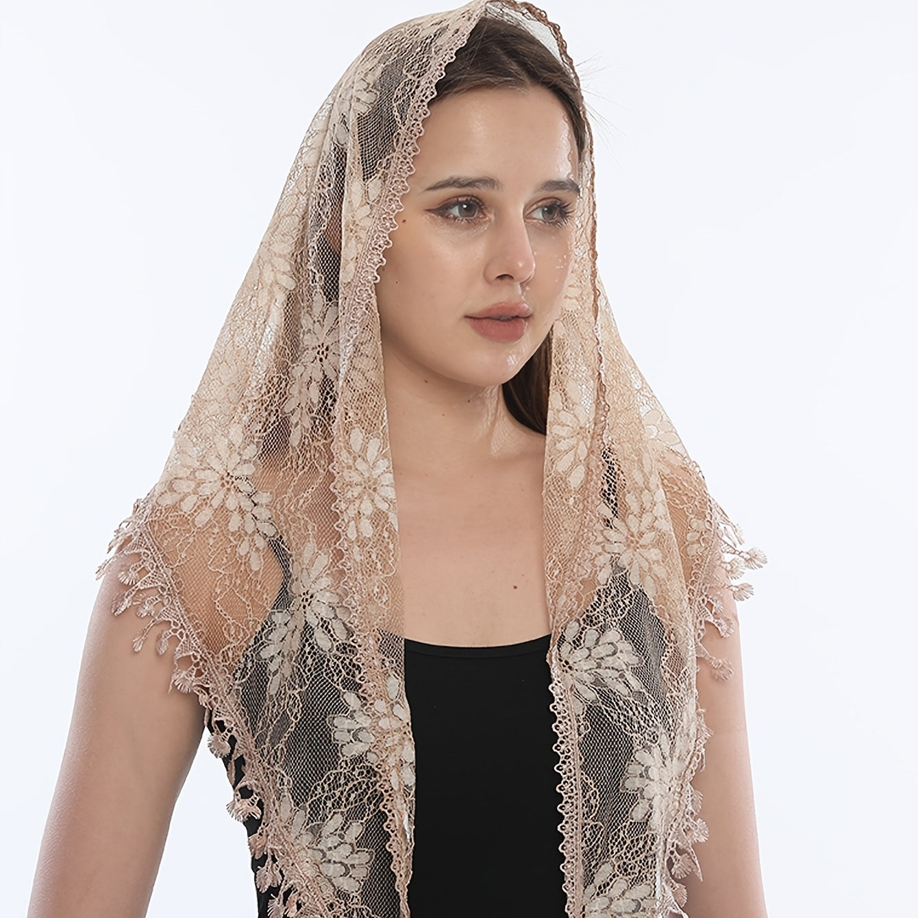Triangular Lace Veil Prayer Church Veil Women Headcovering Lace Scarf