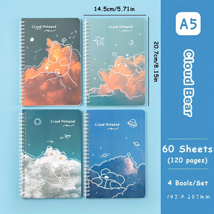 4PCS Astronaut Stationery Set: A5 Spiral Notebook, Handbook & Line Book