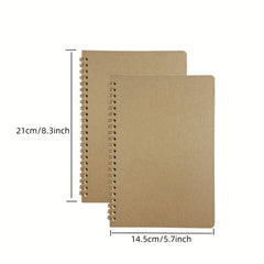 2pcs A5 Graph Paper Spiral Notebook Hard Cover 100 Pages 100g Acid Paper