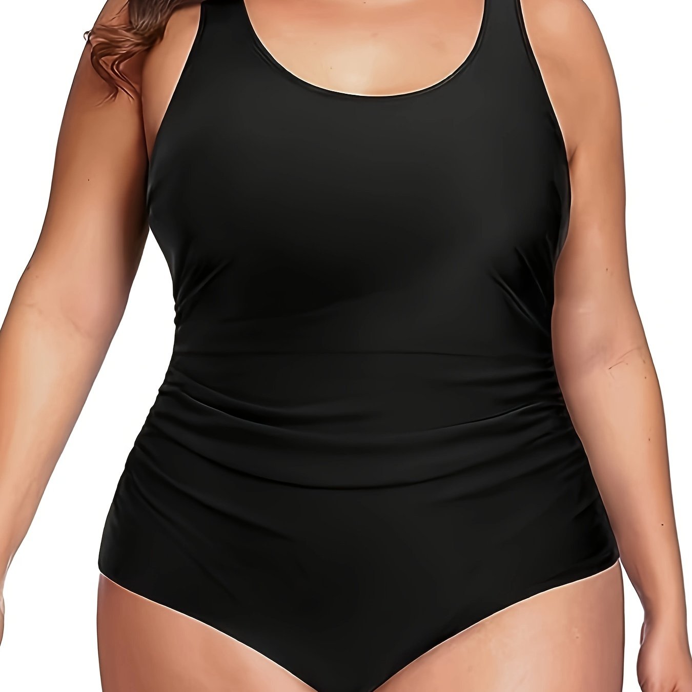  Swimsuit Women's Plus Solid Tummy Control One Piece Bathing Suit