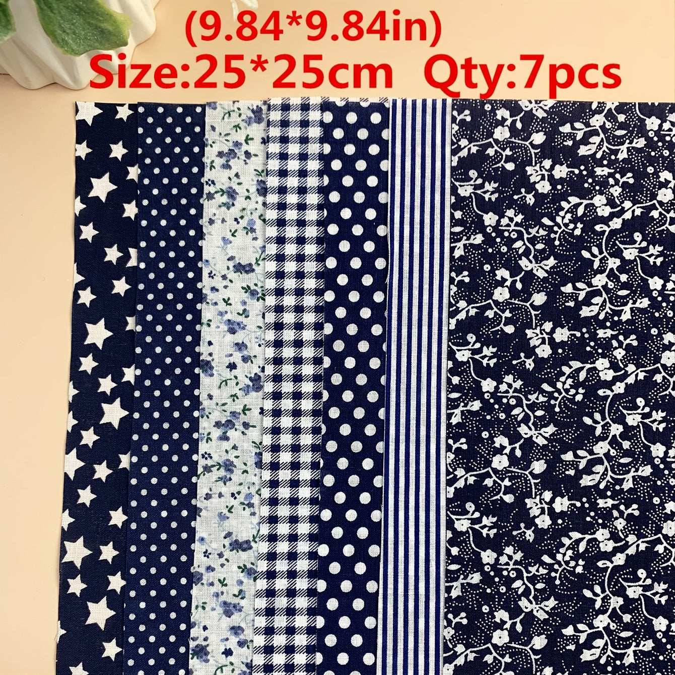 7pcs Navy Cotton Fabric Printed Patchwork Fabric for DIY Sewing