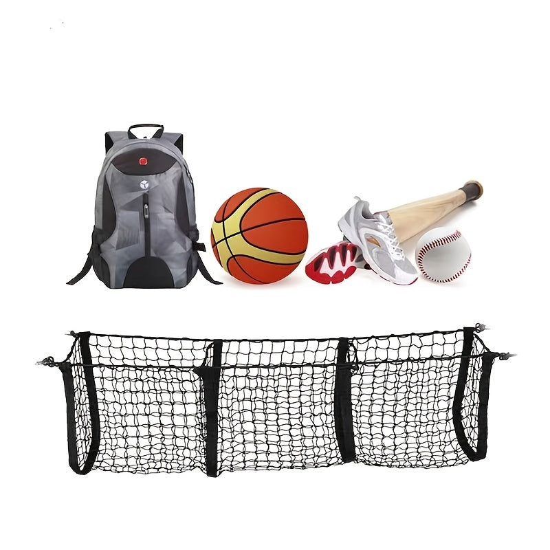 Universal 3 Pocket Net Bag Car Trunk Storage Organizer