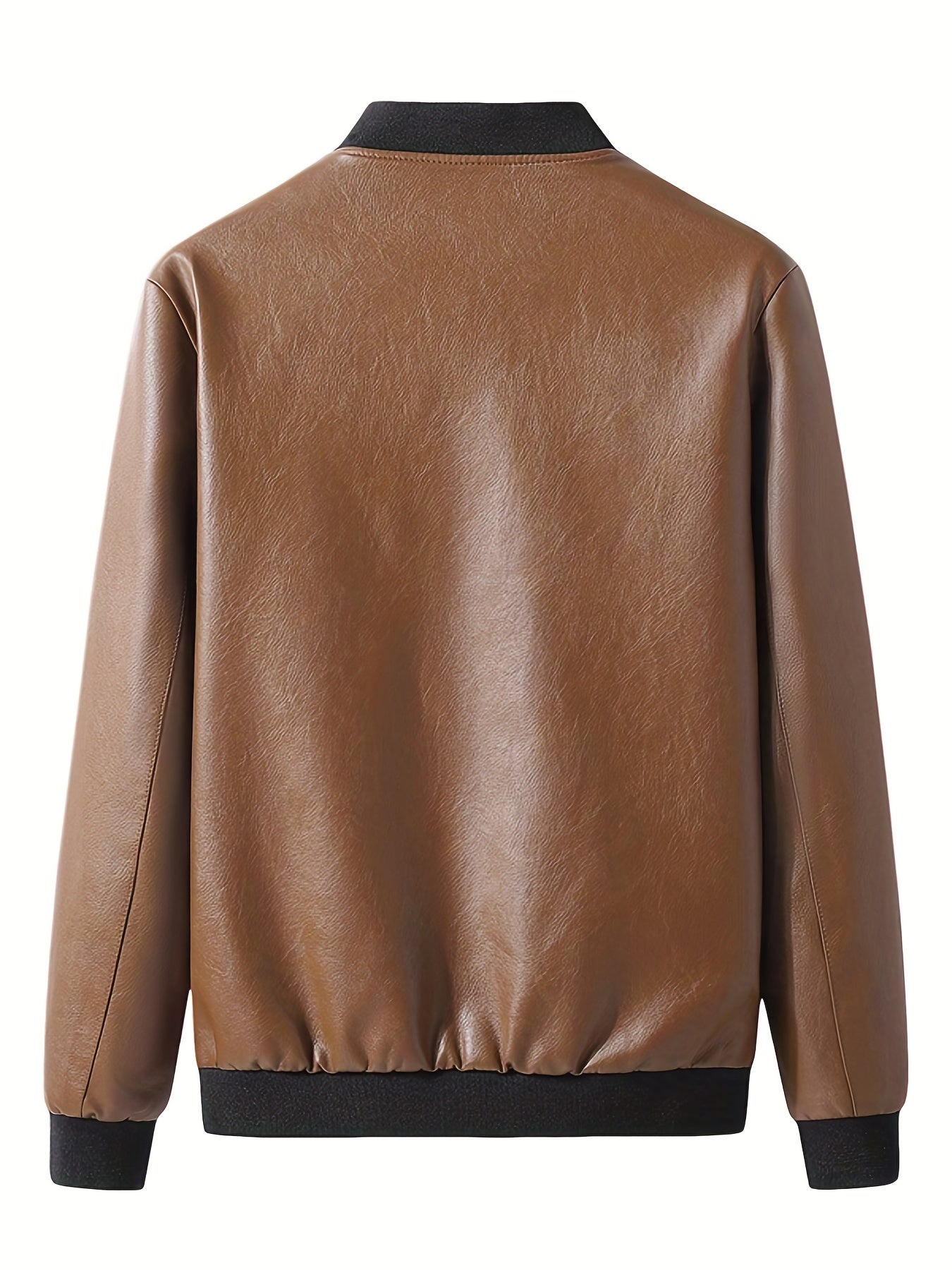 Men's Casual PU Leather Zipper Jacket