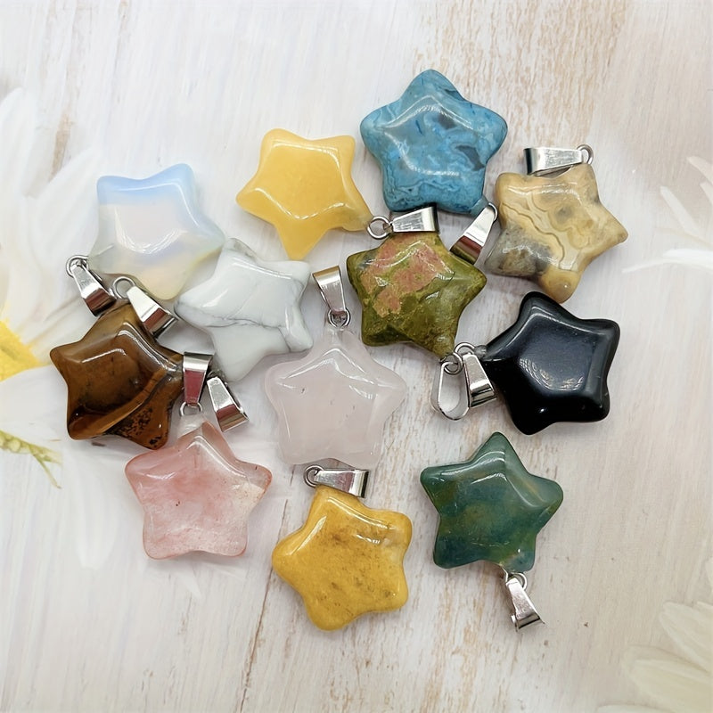 Natural Crystal Star Pendant Healing Gemstone Men