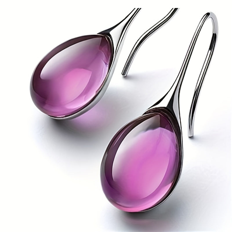 Men's Drop Shape Inlaid Opal Earrings - Four Colors Gemstone Earrings