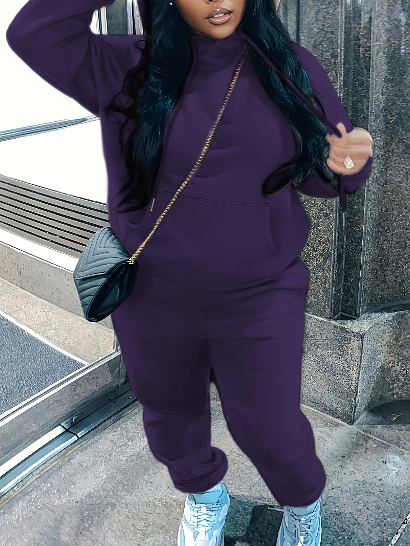  Solid Long Sleeve Hoodie & Joggers Set