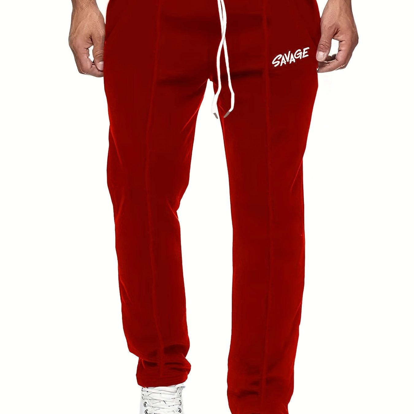 Savage Letter Print Casual Drawstring Pants Men's Outdoor Spring Summer