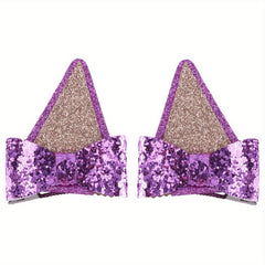 2pcs Animal Ears Hair Bow Clips for Halloween Costume Accessories