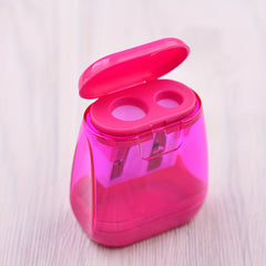 Plastic Double Hole Pencil Sharpener with Cover