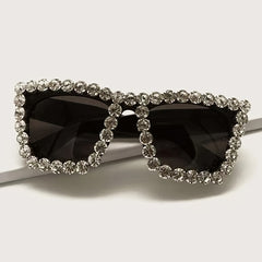 Oversize Rhinestone Frame Sunglasses UV Protection