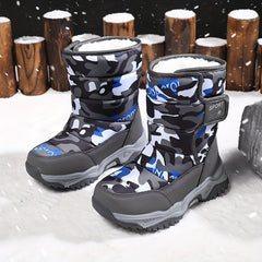 Boys Camo Comfort Snow Boots Soft Warm Plus Fleece Outdoor Walking Hiking