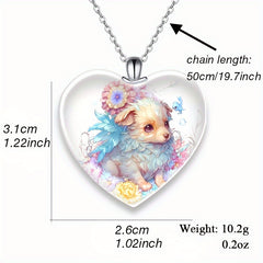 Puppy Crystal Pendant Necklace for Women Girls Children