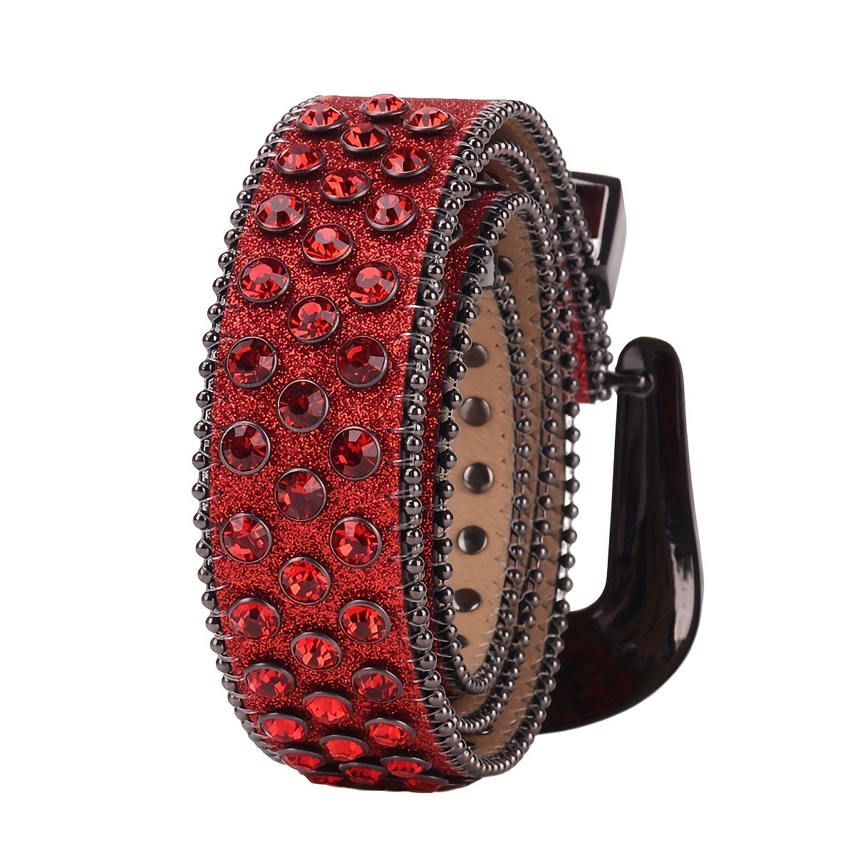 Red Rhinestone Belt Western Cowgirl Waistband Y2K Hip Hop Sparkly Belt
