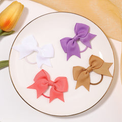 4pcs Baby Girls Hair Bowknots Solid Ring & Swallowtail Ties