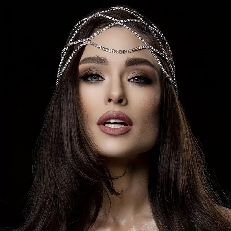 Rhinestone Head Chain with Tassel Bridal Hair Accessory