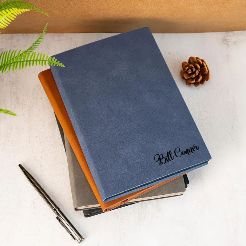 Personalized Vintage Faux Leather Notebook Custom Name A5 Size