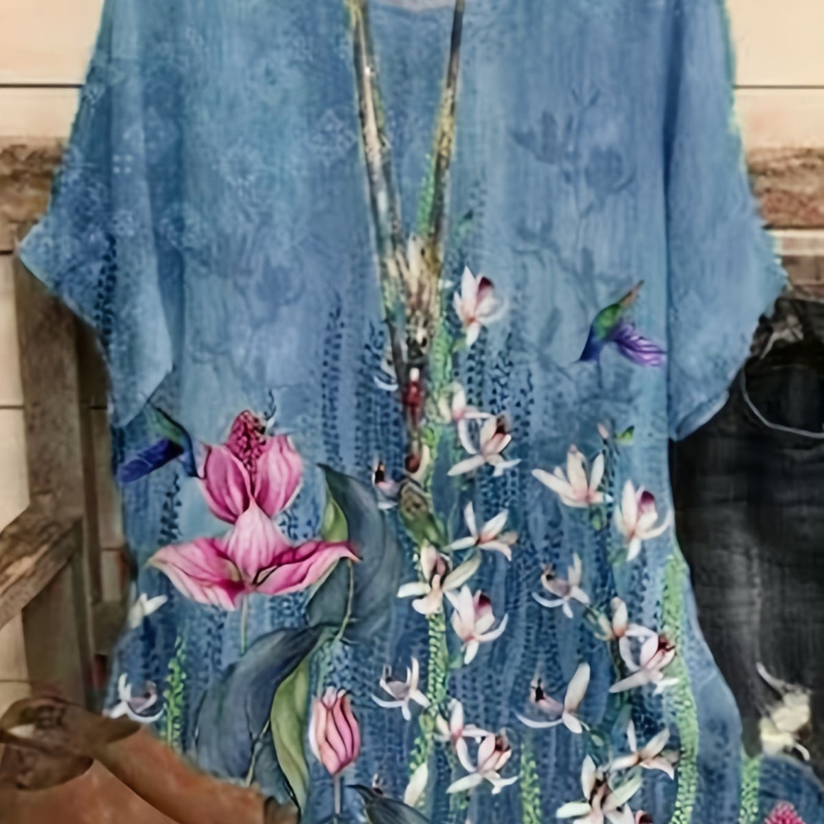 Floral Print Short Sleeve Round Neck T-shirt