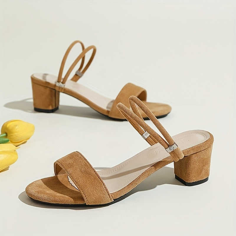 Women's Chunky Heeled Sandals Open Toe Slip On Mid Heels Two way Wear