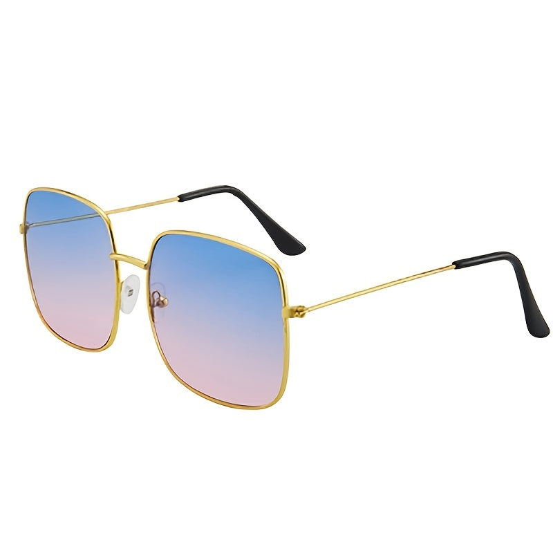Y2K Ombre Lens Sunglasses Square Metal Glasses UV400