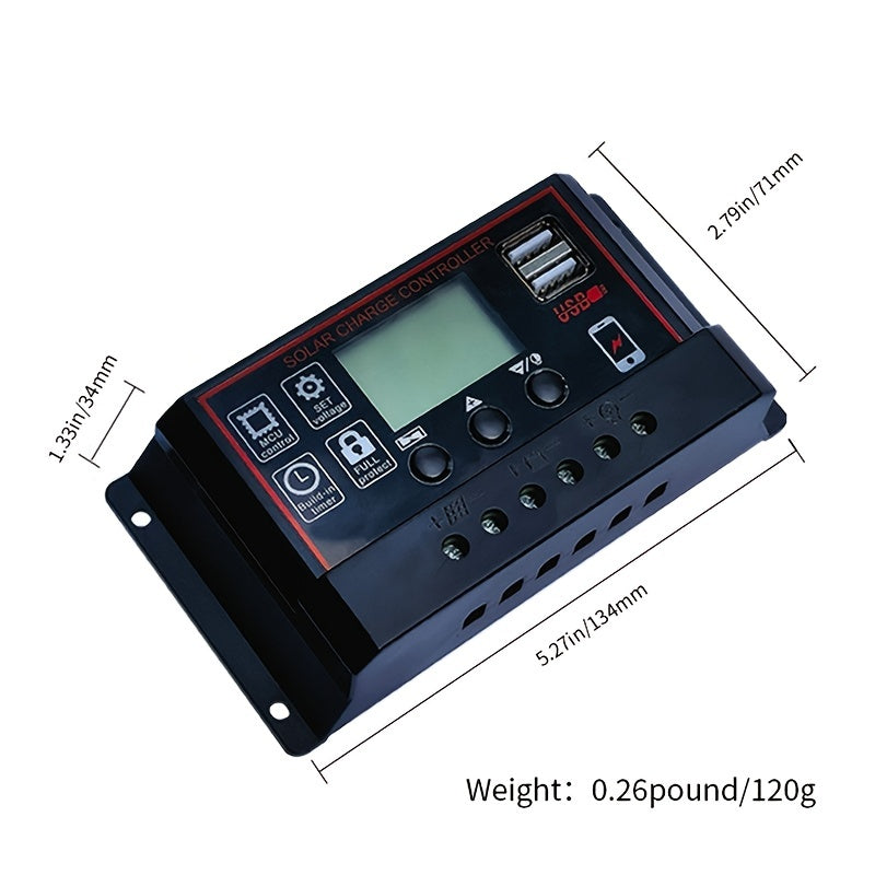 12V 24V Auto LCD Solar Regulator Dual USB 5V