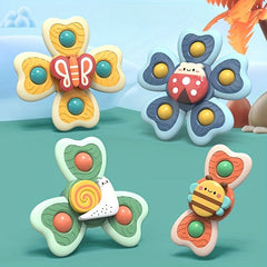 Colorful Cartoon Animal Suction Cup Spinning Top Toy