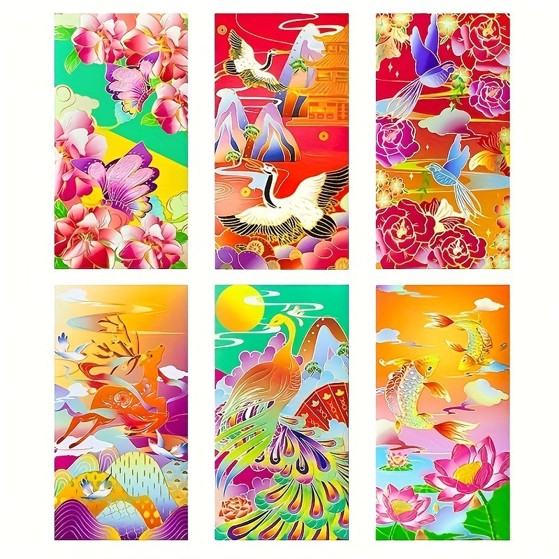 6pcs Red Envelopes Set Dragon Design Wedding Birthday Blessing