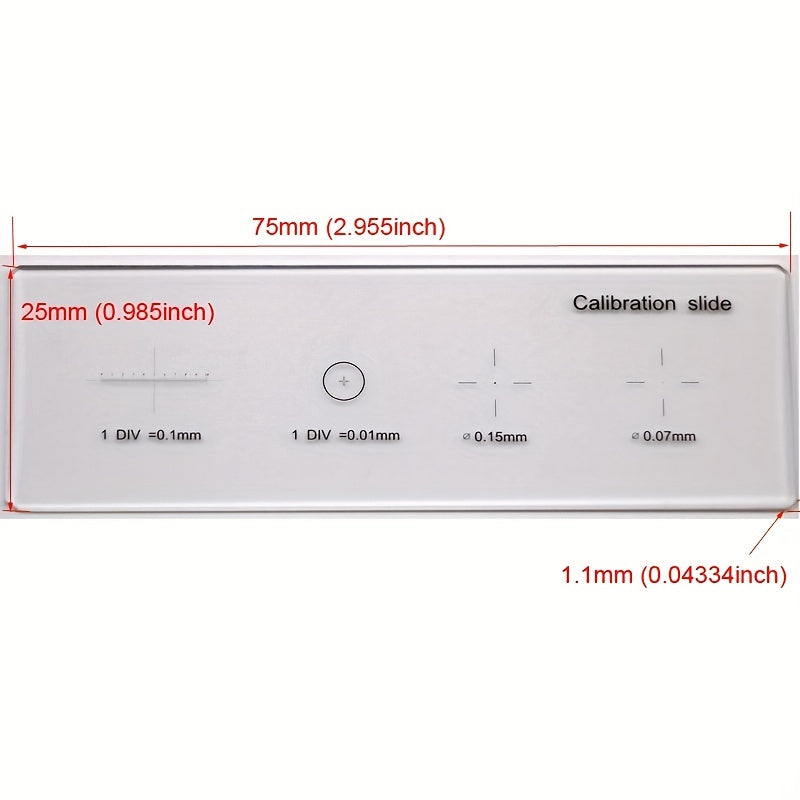 Microscope Stage Calibrating Slide 0.01mm 0.1mm Division Objective Ruler Ret