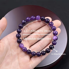 Purple Crystal Gemstone Elastic Bracelet for Relaxation and Meditation