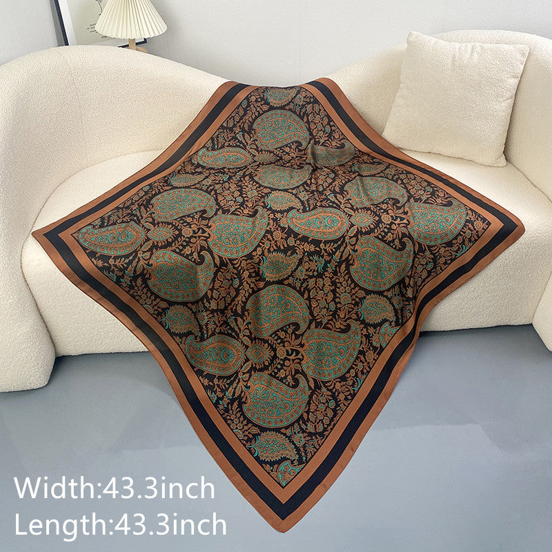 Women's Large Satin Square Scarf Silk Neckerchief Accessory